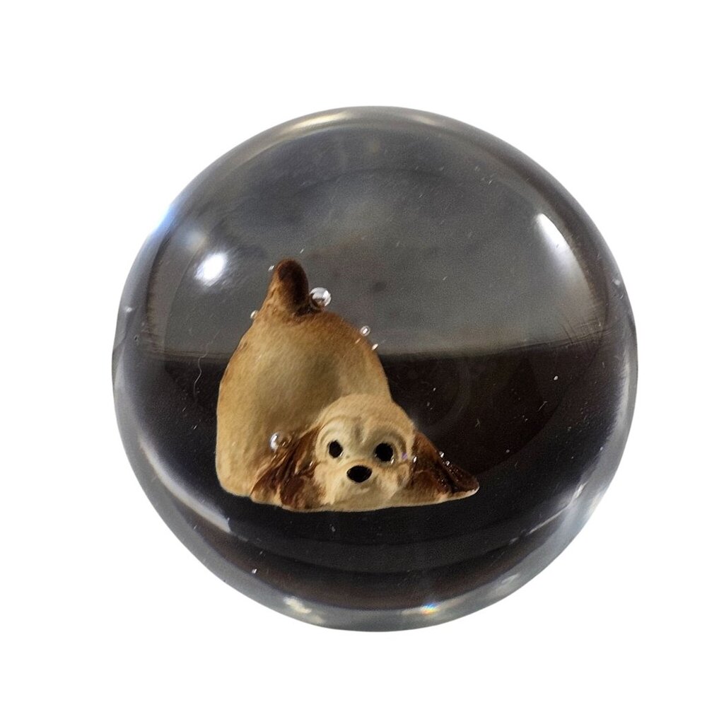Hagen Renaker Cocker Spaniel Puppy Figurine Sulfide Marble Paperweight Art Glass